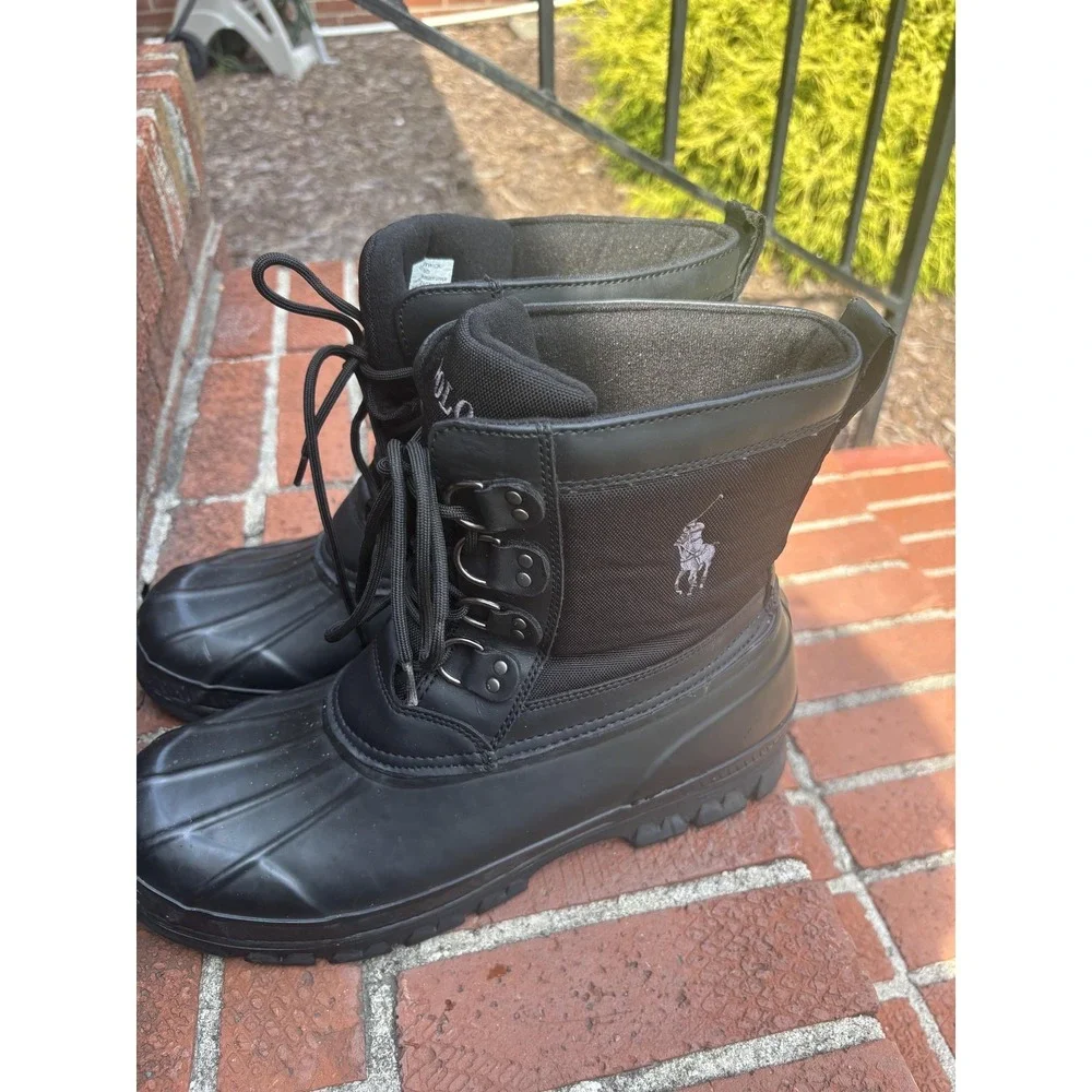 Polo Ralph Lauren Boots Mens Size 13D Black Crestwick Snow Duck Winter Insulated